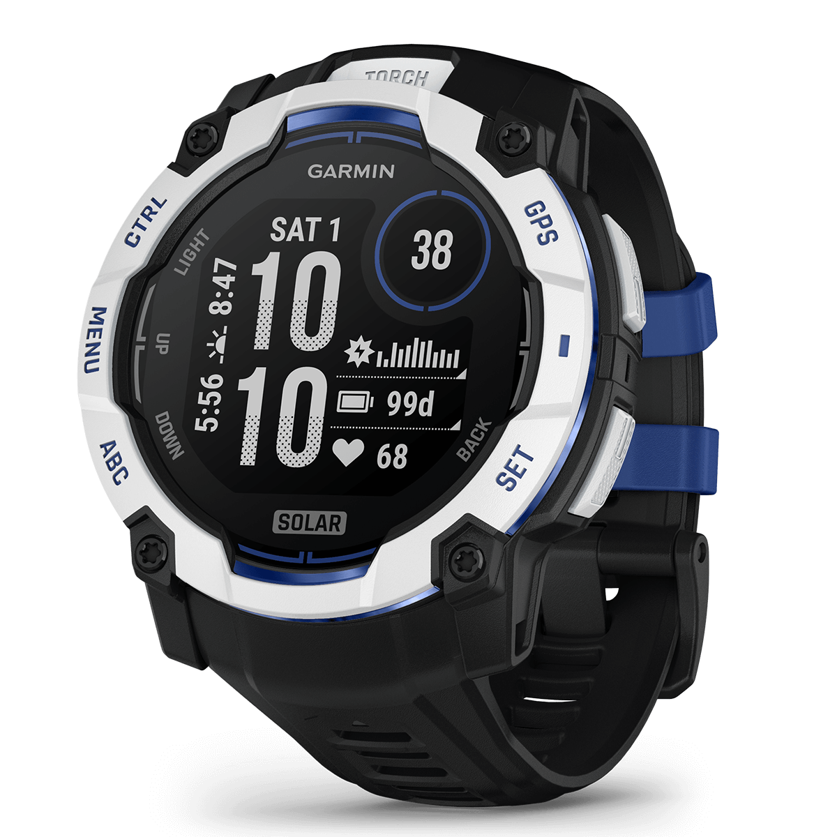 GARMIN Instinct 3 50mm SOLAR Whitestone with Black and Blue Limited Edition Smartwatch - 2