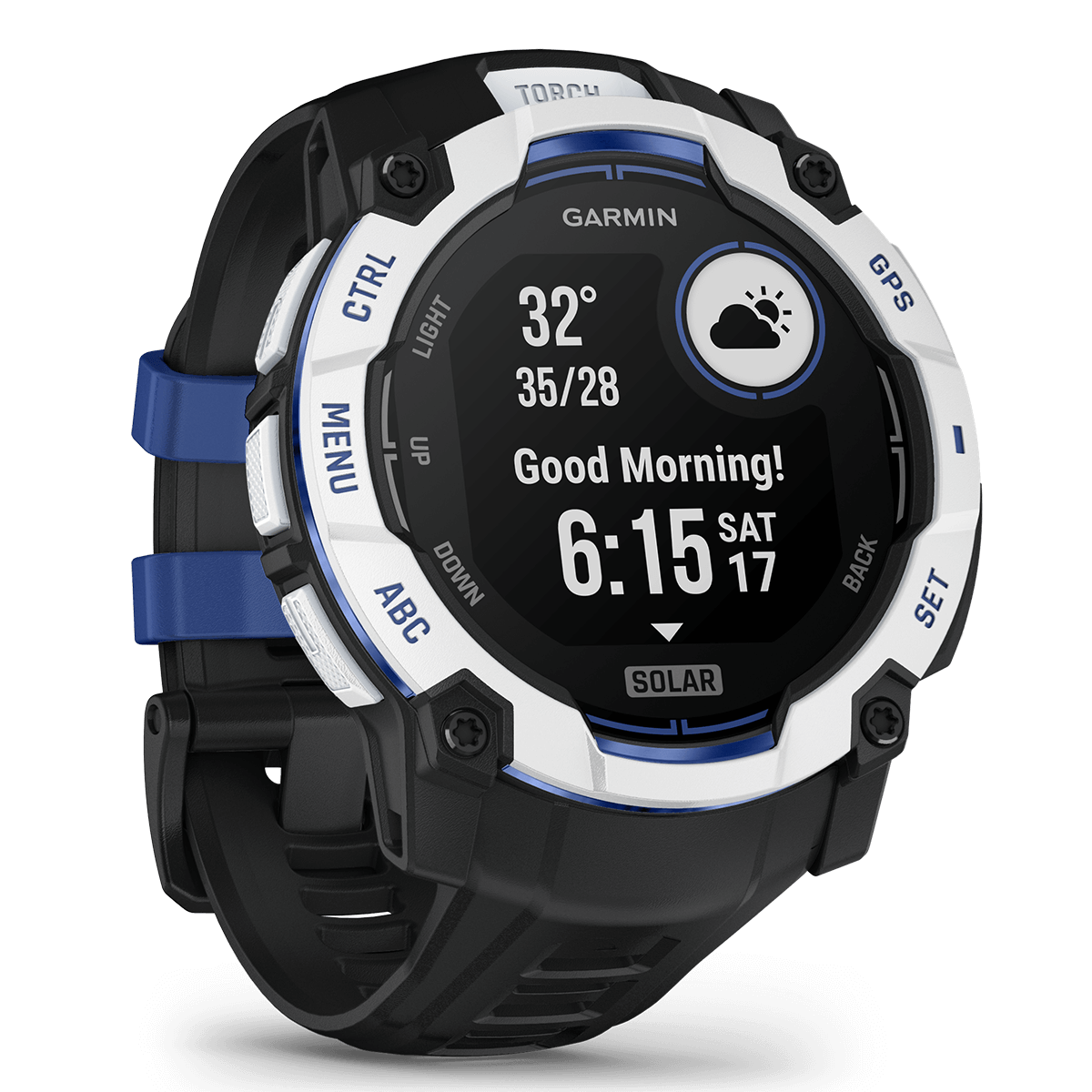 GARMIN Instinct 3 50mm SOLAR Whitestone with Black and Blue Limited Edition Smartwatch - 5