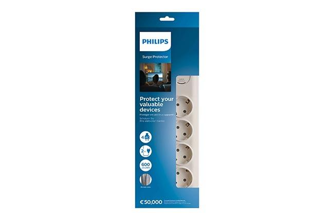  PHILIPS SPN7040WA/GRS Πολύπριζο Ασφαλείας 4 Θέσεων