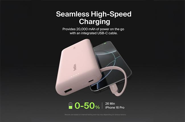 Powerbank BELKIN BoostCharge 30W 20000mAh (Integrated Cable) Pink