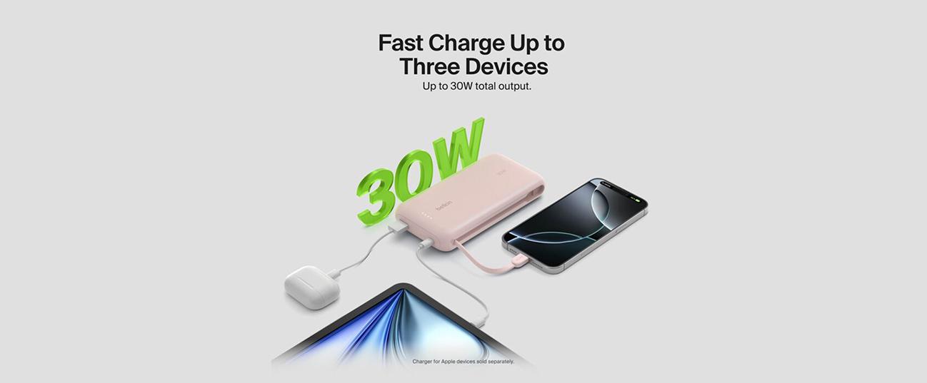 Powerbank BELKIN BoostCharge 30W 20000mAh (Integrated Cable) Pink