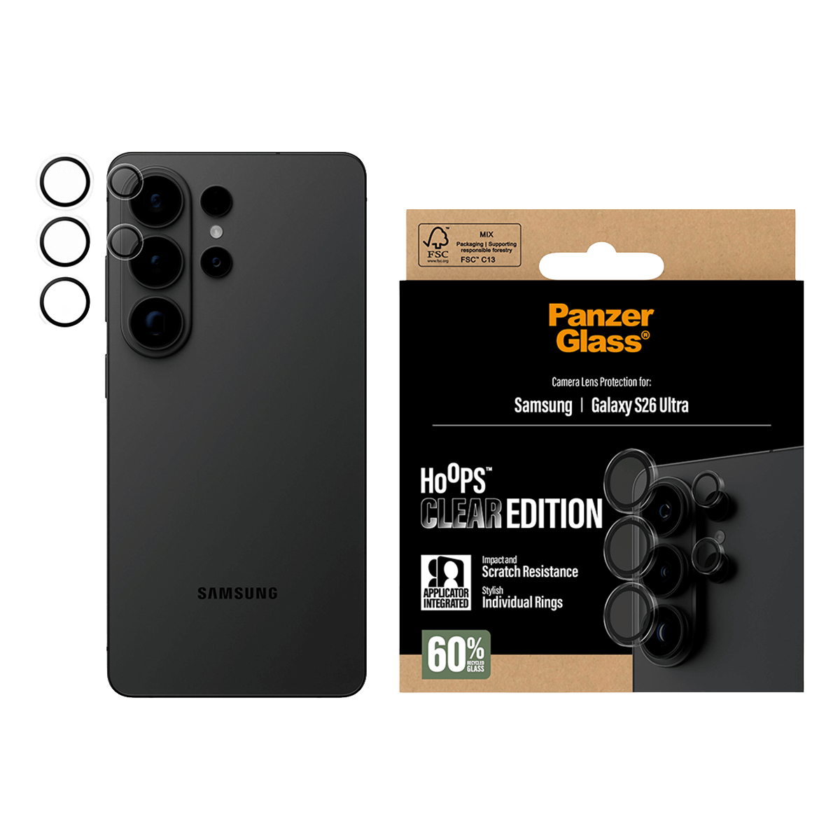 Φακοί Προστασίας Κάμερας με Πλαίσιο PANZERGLASS Hoops για SAMSUNG Galaxy S26 Ultra