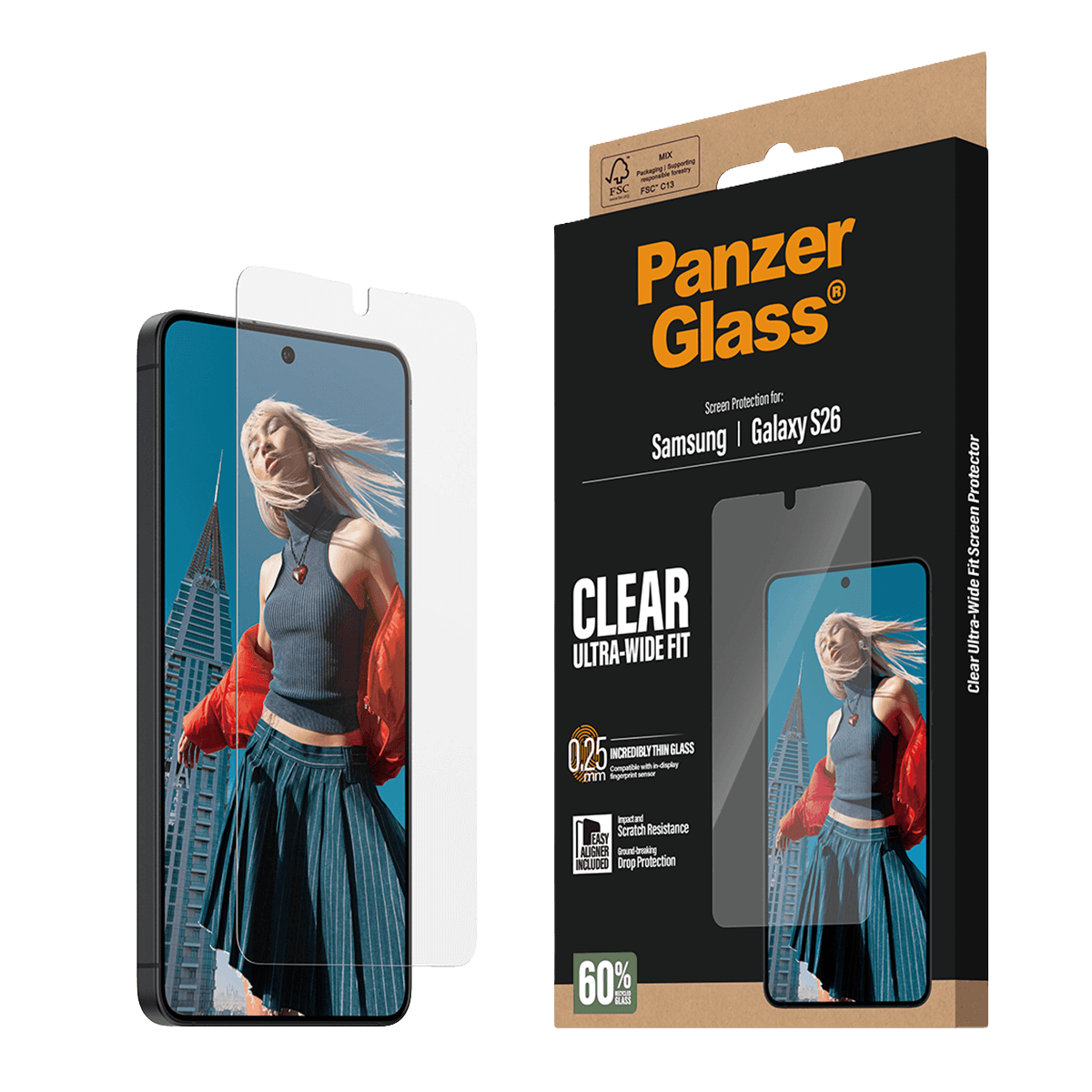 Γυαλί Προστασίας Οθόνης PANZERGLASS Ultra-Wide Fit για SAMSUNG Galaxy S26 - 3
