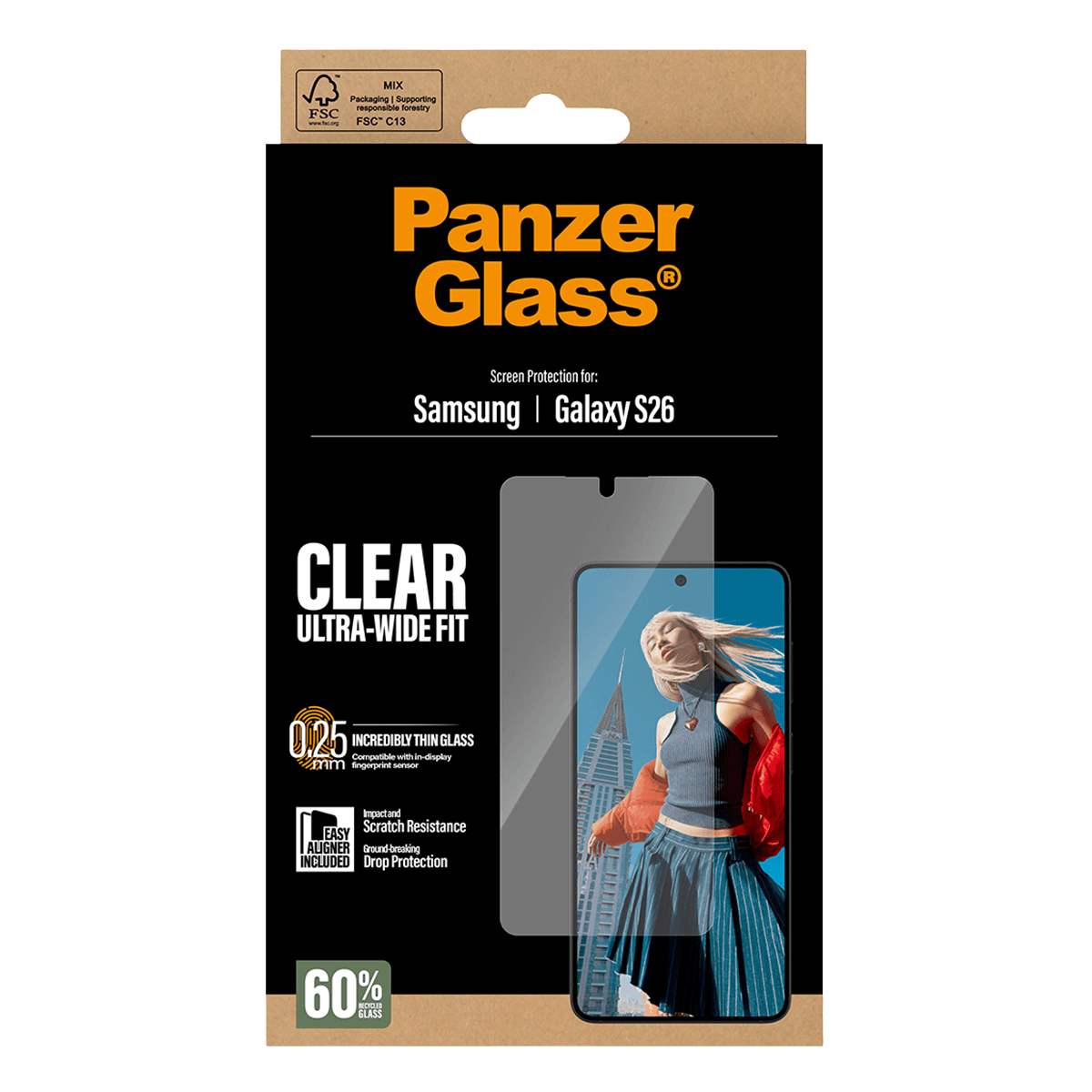 Γυαλί Προστασίας Οθόνης PANZERGLASS Ultra-Wide Fit για SAMSUNG Galaxy S26 - 6
