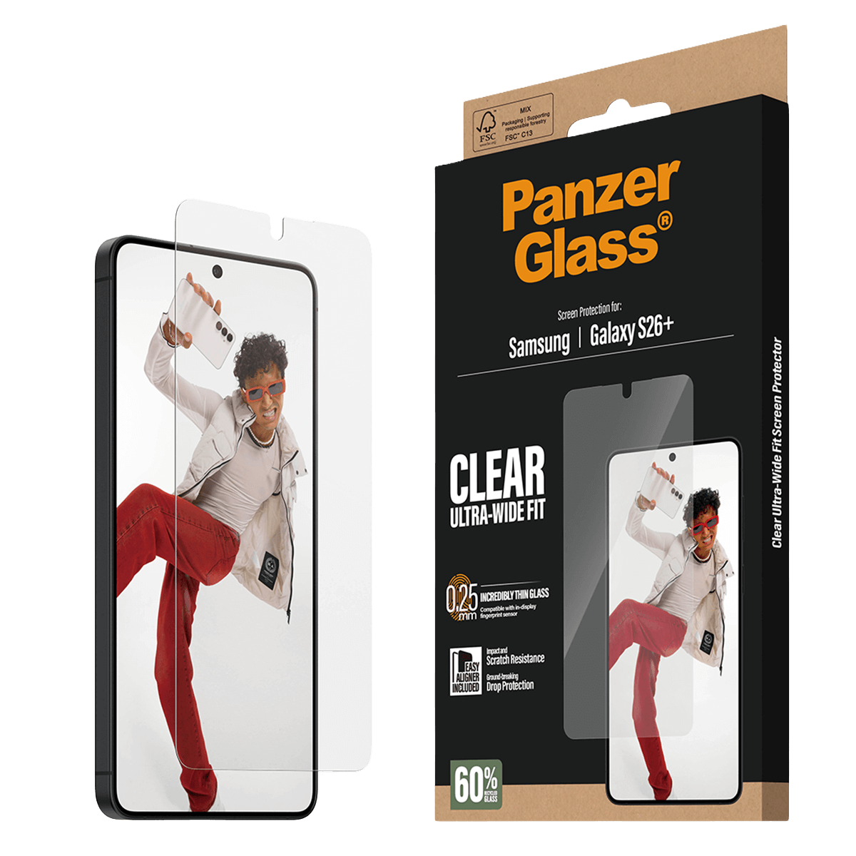 Γυαλί Προστασίας Οθόνης PANZERGLASS Ultra-Wide Fit για SAMSUNG Galaxy S26+ - 2