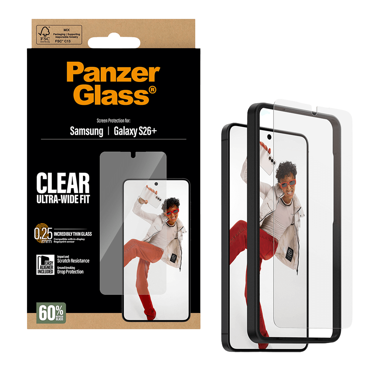 Γυαλί Προστασίας Οθόνης PANZERGLASS Ultra-Wide Fit για SAMSUNG Galaxy S26+ - 3