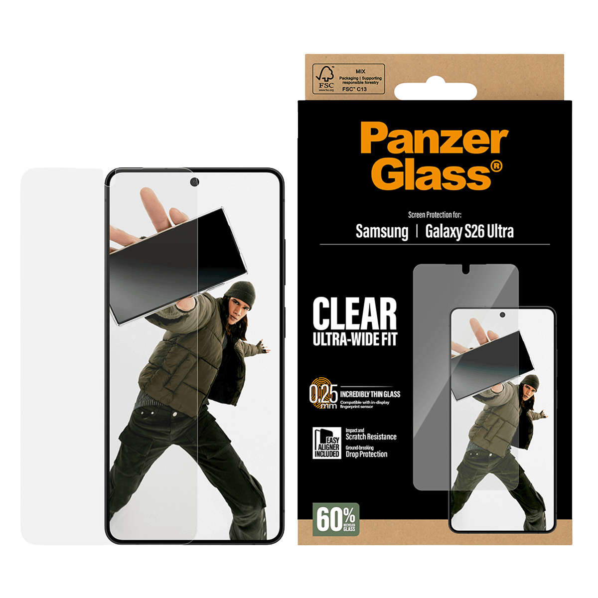 Γυαλί Προστασίας Οθόνης PANZERGLASS Ultra-Wide Fit για SAMSUNG Galaxy S26 Ultra
