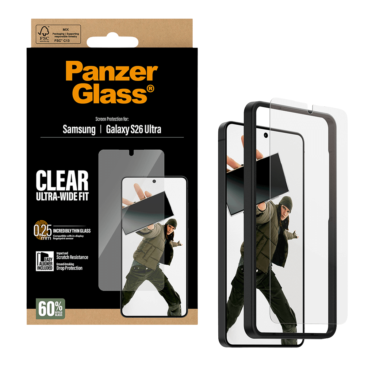Γυαλί Προστασίας Οθόνης PANZERGLASS Ultra-Wide Fit για SAMSUNG Galaxy S26 Ultra - 3