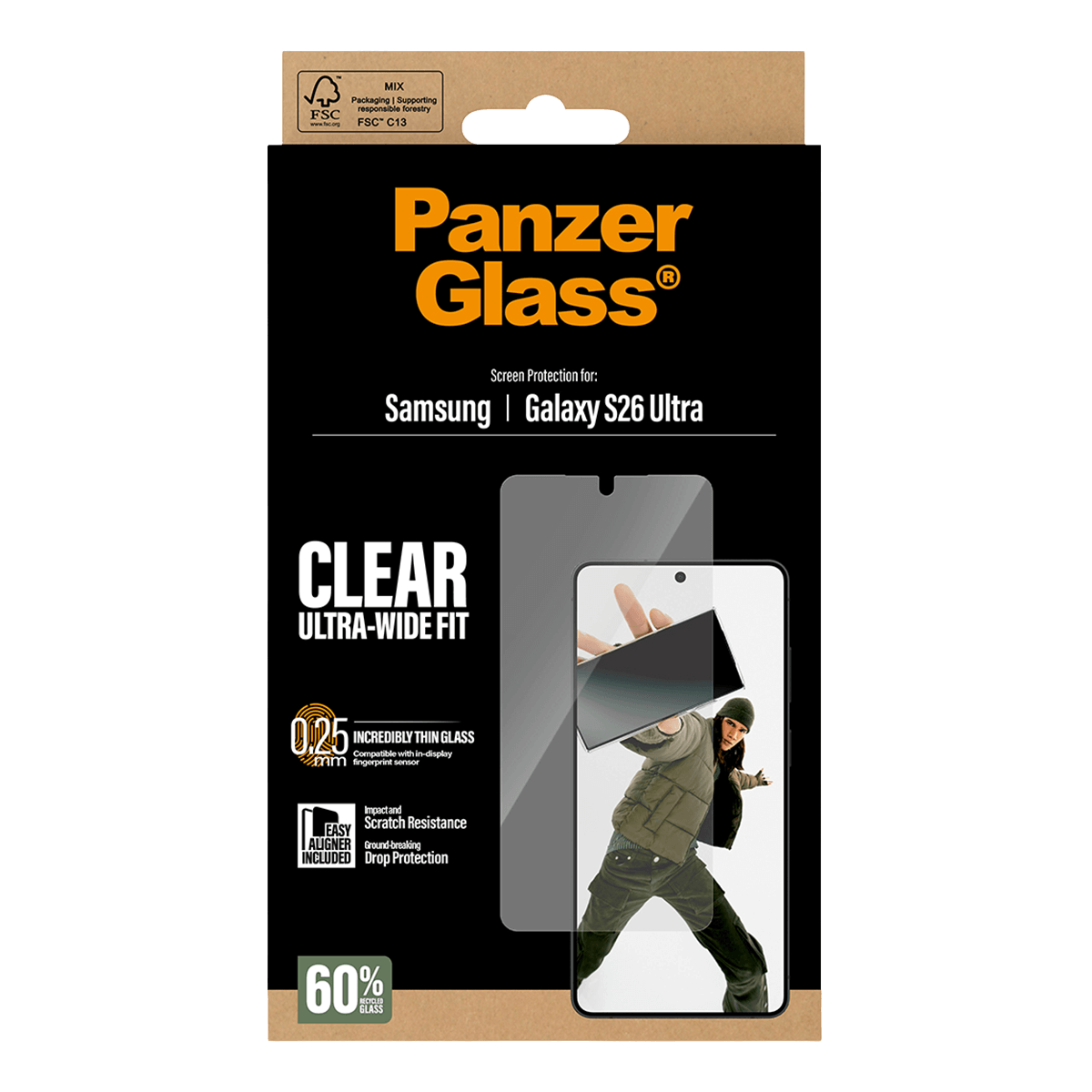 Γυαλί Προστασίας Οθόνης PANZERGLASS Ultra-Wide Fit για SAMSUNG Galaxy S26 Ultra - 6