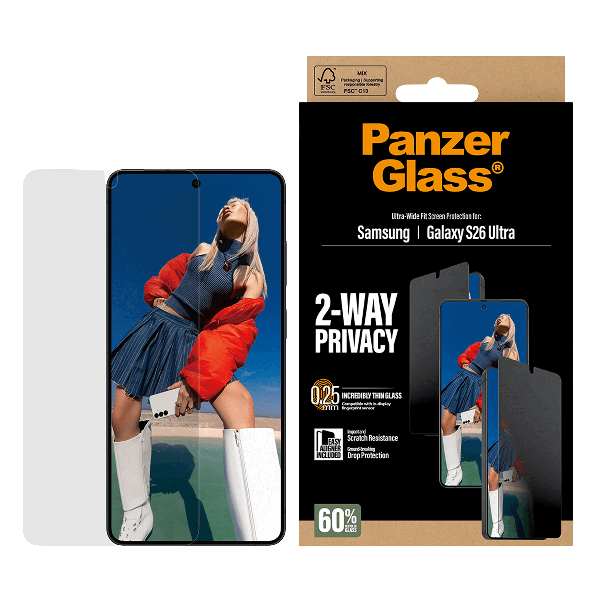 Γυαλί Προστασίας Οθόνης PANZERGLASS Ultra - Wide Fit Privacy για SAMSUNG Galaxy S26 Ultra