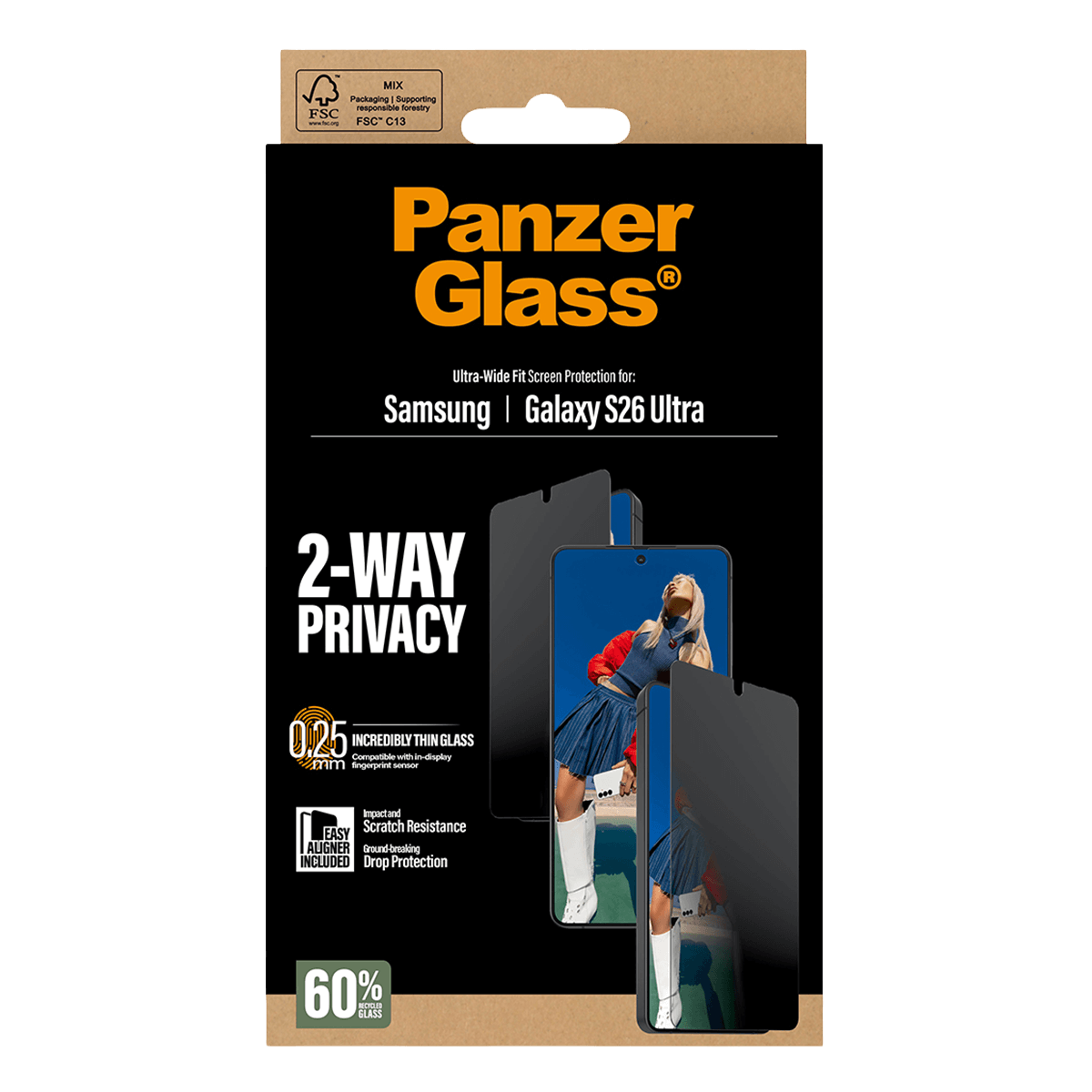 Γυαλί Προστασίας Οθόνης PANZERGLASS Ultra - Wide Fit Privacy για SAMSUNG Galaxy S26 Ultra - 5