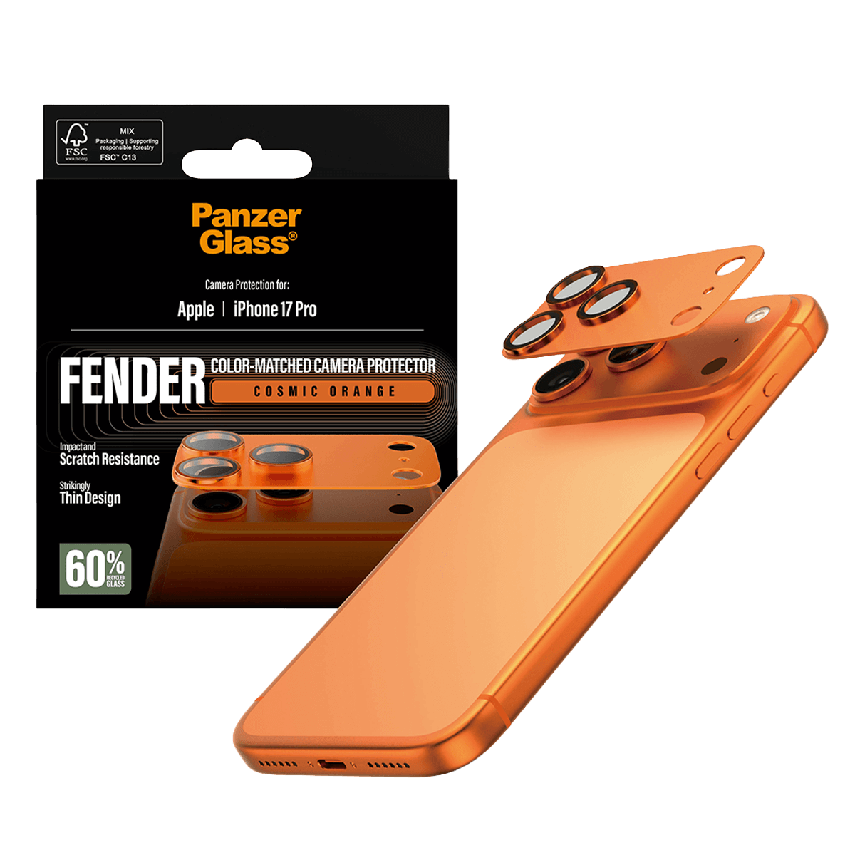 Προστατευτικό Κάμερας PANZERGLASS Fender για iPhone 17 Pro Cosmic Orange - 3