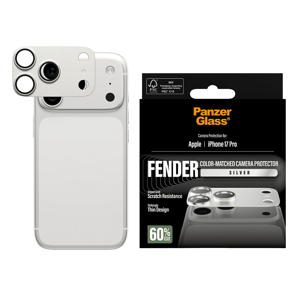 Προστατευτικό Κάμερας PANZERGLASS Fender για iPhone 17 Pro Silver