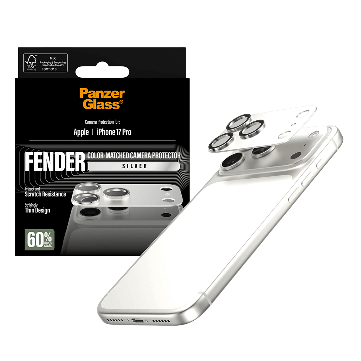 Προστατευτικό Κάμερας PANZERGLASS Fender για iPhone 17 Pro Silver - 3