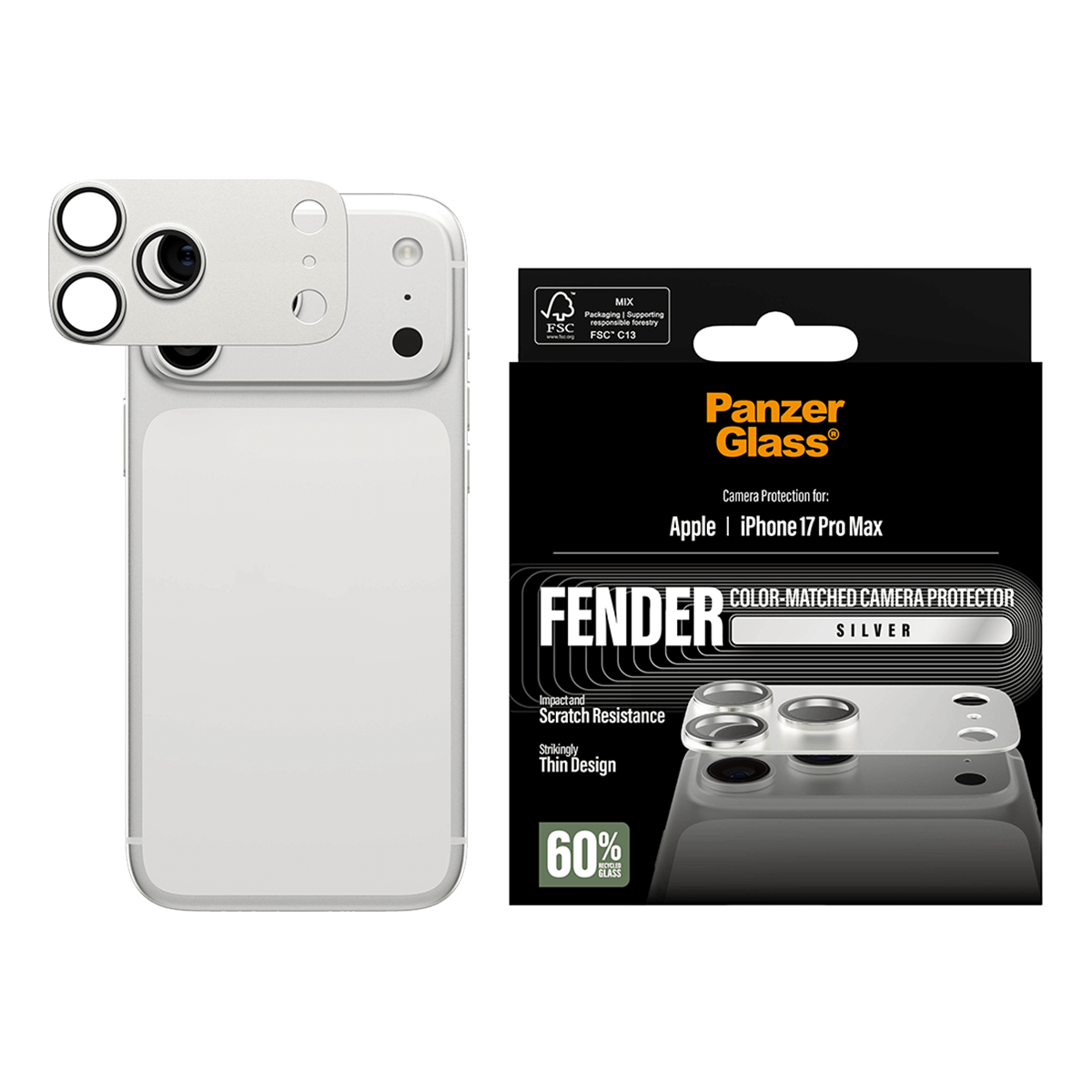 Προστατευτικό Κάμερας PANZERGLASS Fender για iPhone 17 Pro Max Silver