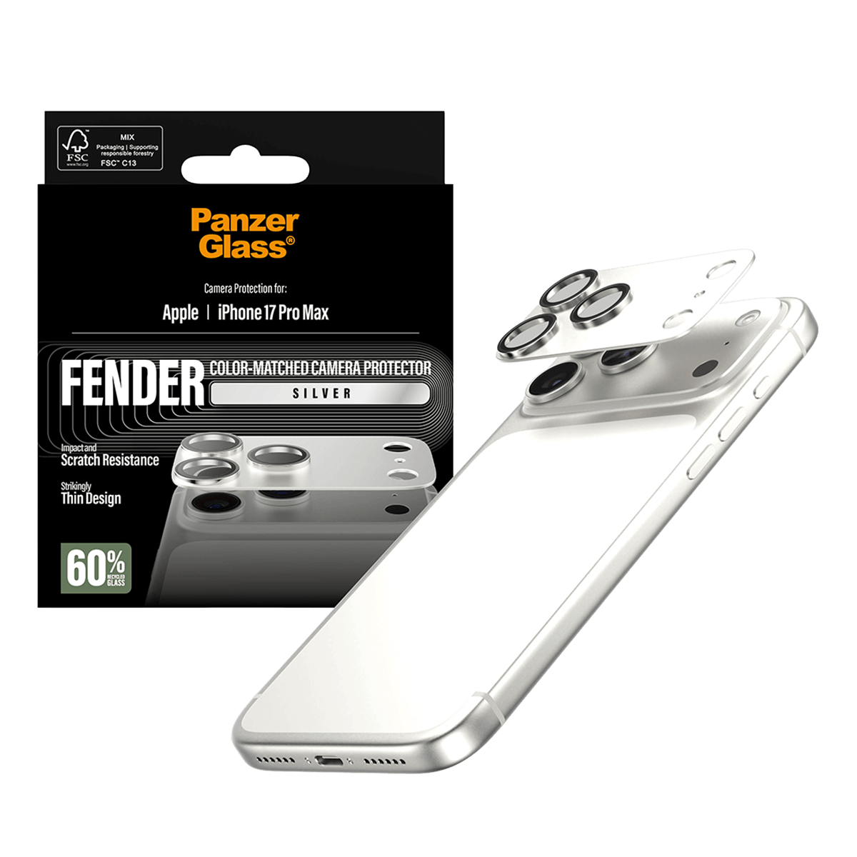 Προστατευτικό Κάμερας PANZERGLASS Fender για iPhone 17 Pro Max Silver - 3
