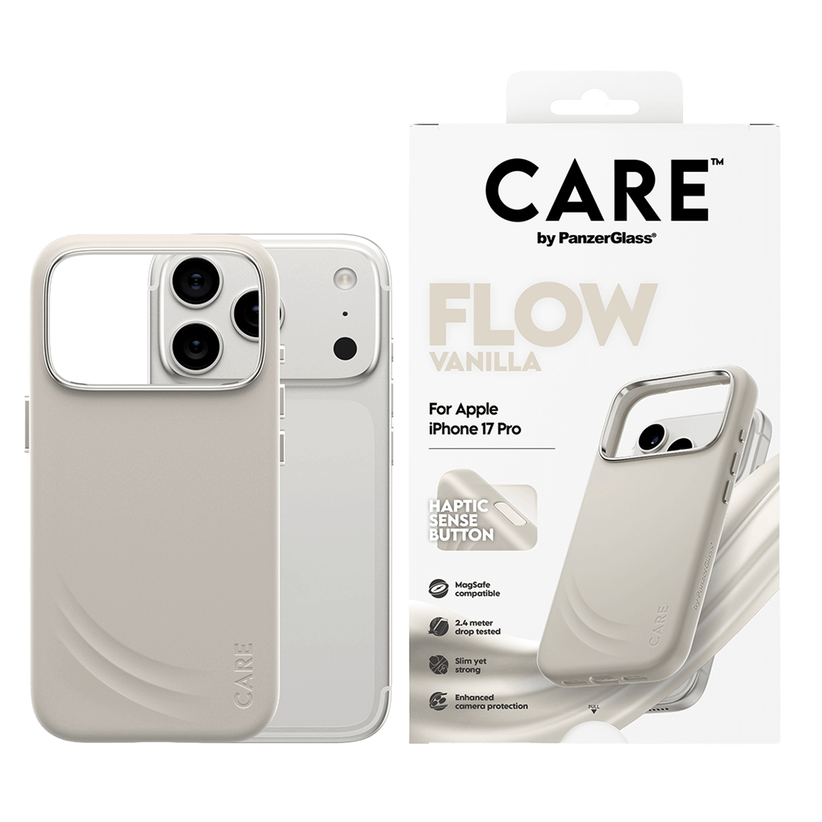 Θήκη CARE by Panzerglass Flow Vanilla Haptic Button MagSafe για iPhone 17 Pro