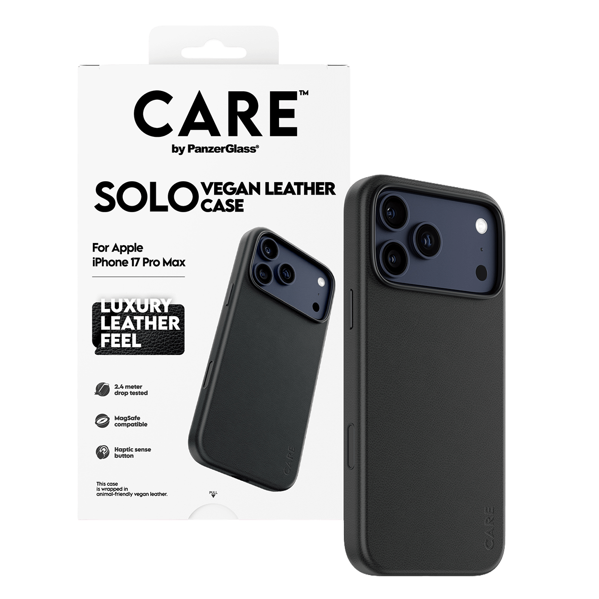 Θήκη CARE by Panzerglass Solo Vegan Leather για iPhone 17 Pro Max Μαύρη - 2