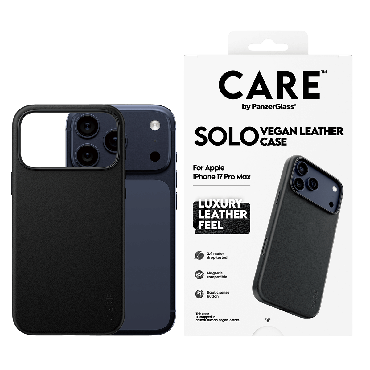 Θήκη CARE by Panzerglass Solo Vegan Leather για iPhone 17 Pro Max Μαύρη - 4