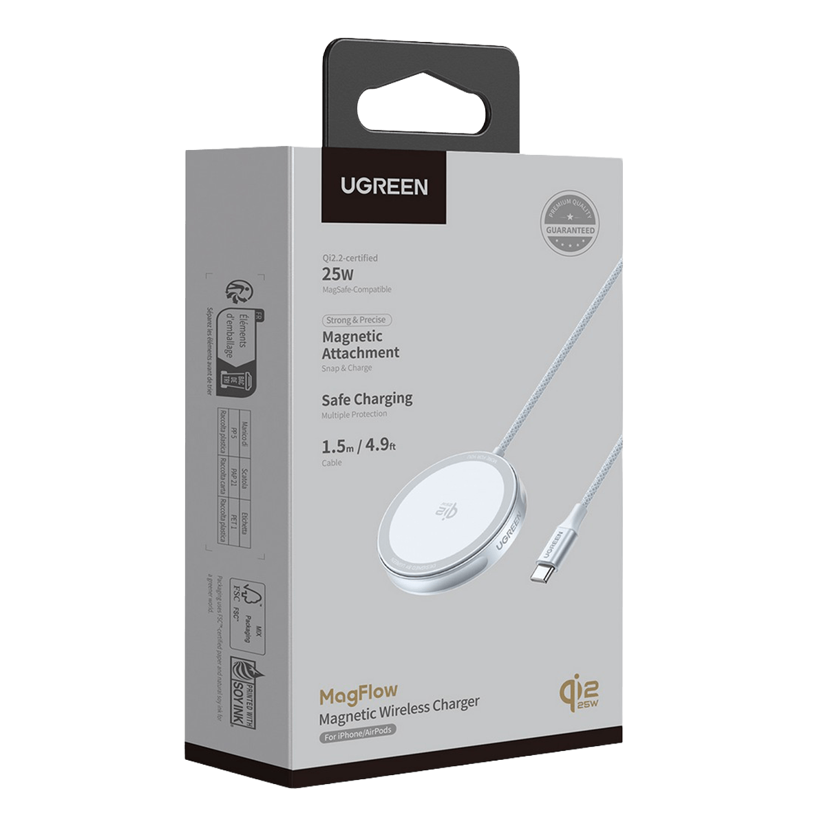 Ασύρματος Φορτιστής UGREEN Magnet Qi2 25W Ασημί - 3
