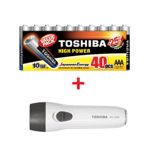 Αλκαλικές Μπαταρίες TOSHIBA LR03 AAA (40 Τεμάχια) + Δώρο Φακός KFL-403C