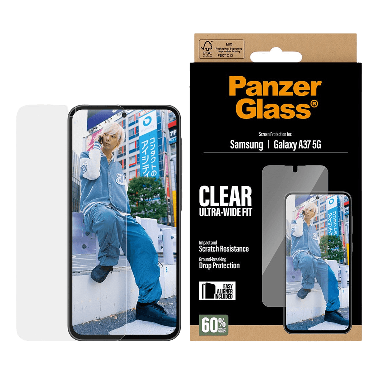 Γυαλί Προστασίας Οθόνης PANZERGLASS Ultra-Wide Fit για SAMSUNG Galaxy A37 5G - 2