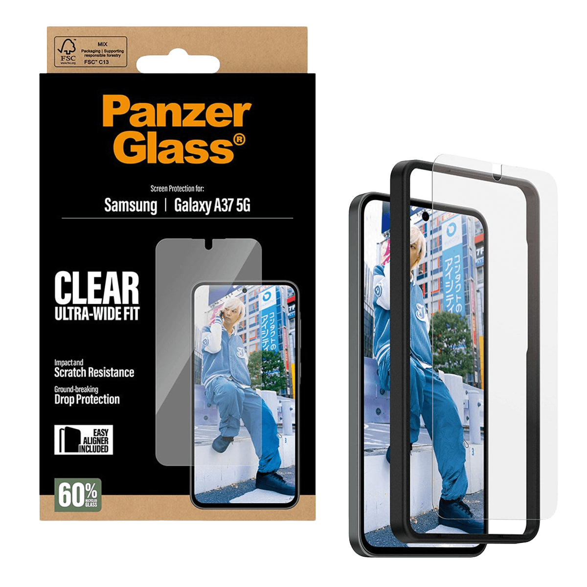 Γυαλί Προστασίας Οθόνης PANZERGLASS Ultra-Wide Fit για SAMSUNG Galaxy A37 5G - 4