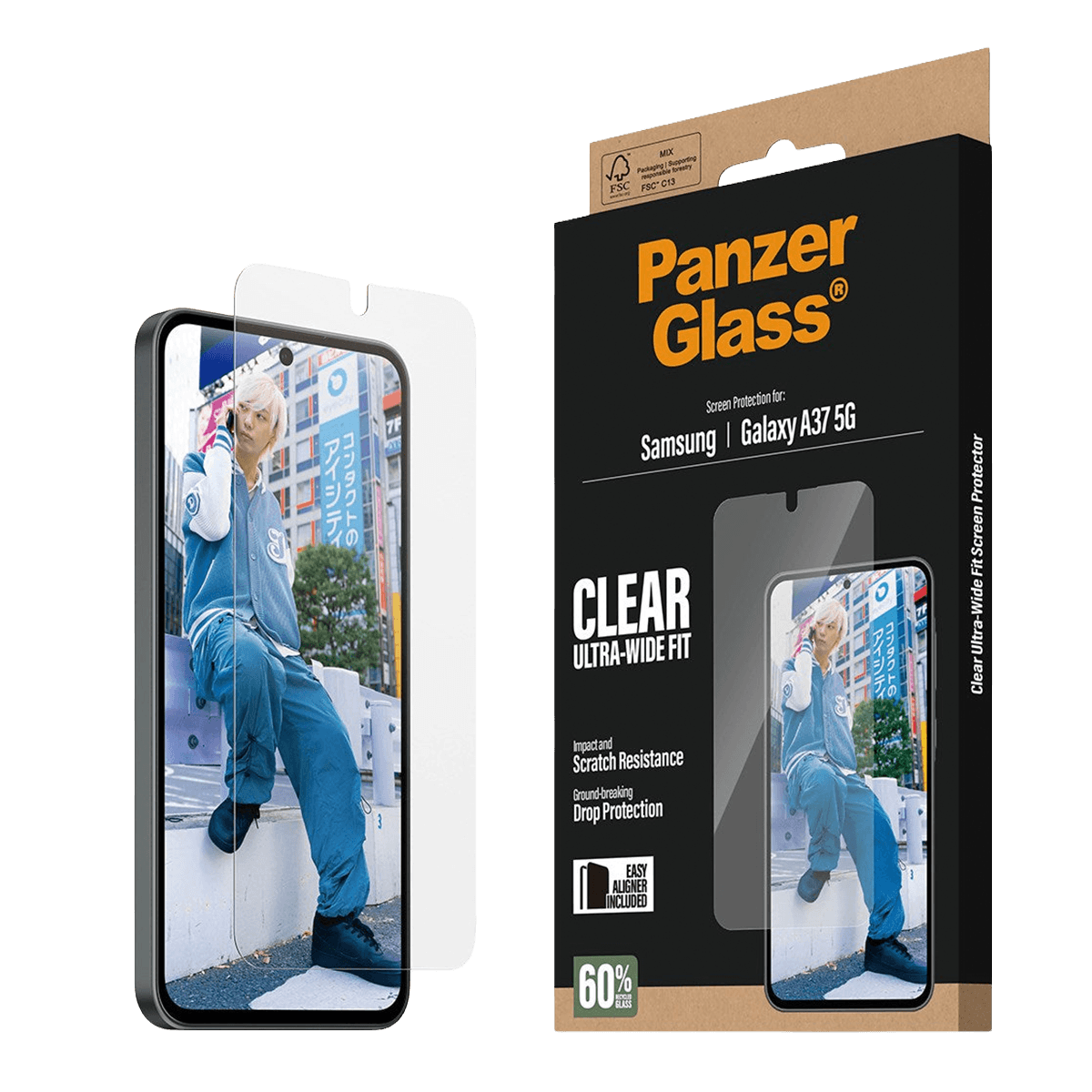 Γυαλί Προστασίας Οθόνης PANZERGLASS Ultra-Wide Fit για SAMSUNG Galaxy A37 5G - 5