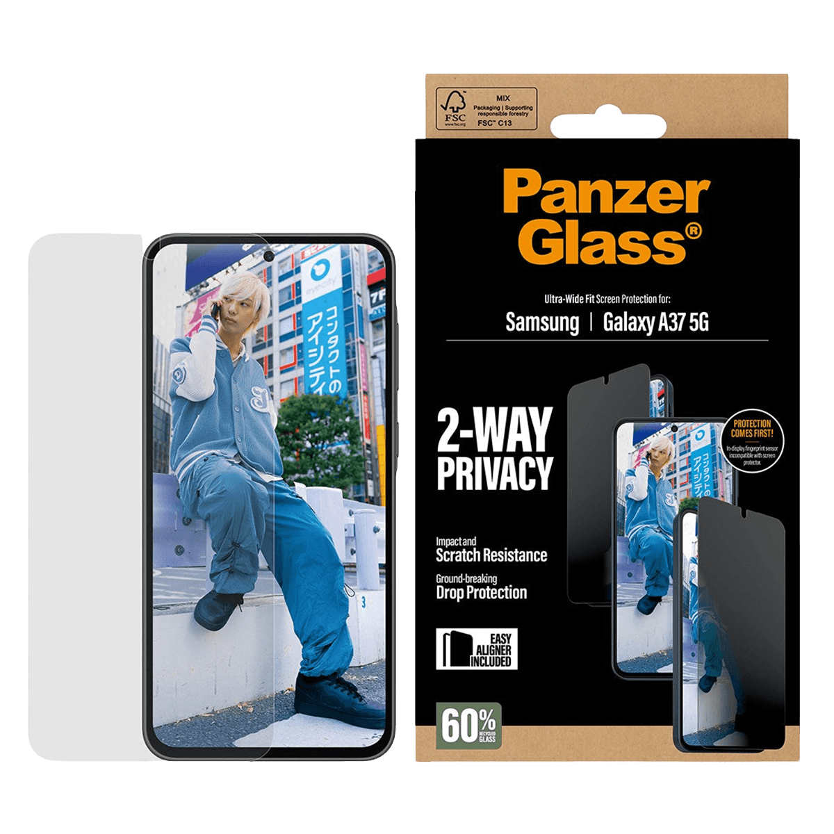 Γυαλί Προστασίας Οθόνης PANZERGLASS Ultra-Wide Fit Privacy για SAMSUNG Galaxy A37 5G