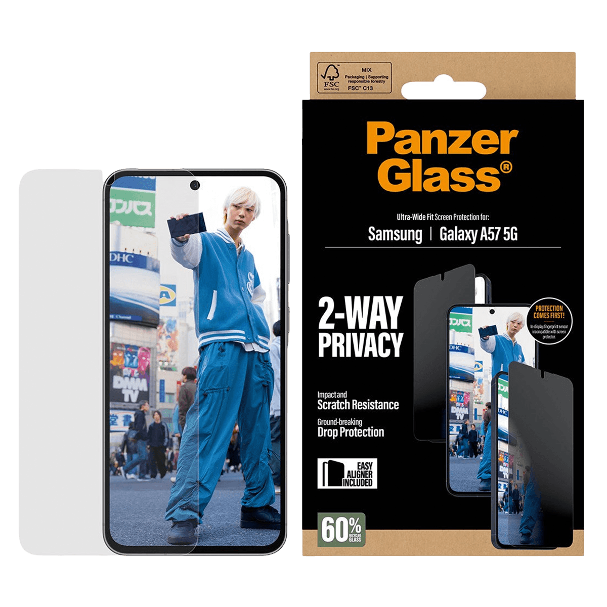 Γυαλί Προστασίας Οθόνης PANZERGLASS Ultra - Wide Fit Privacy για SAMSUNG Galaxy A57 5G - 2