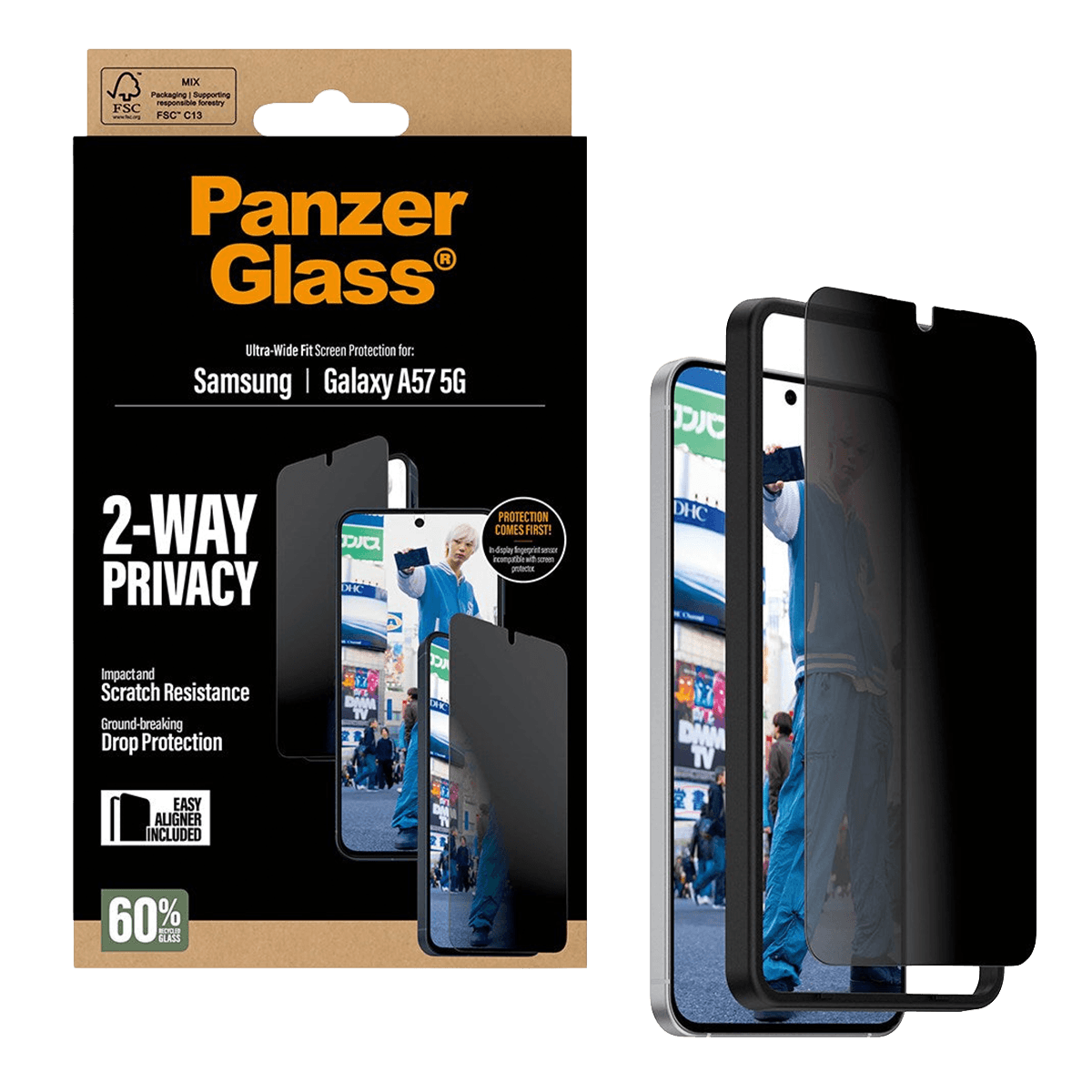 Γυαλί Προστασίας Οθόνης PANZERGLASS Ultra - Wide Fit Privacy για SAMSUNG Galaxy A57 5G - 4