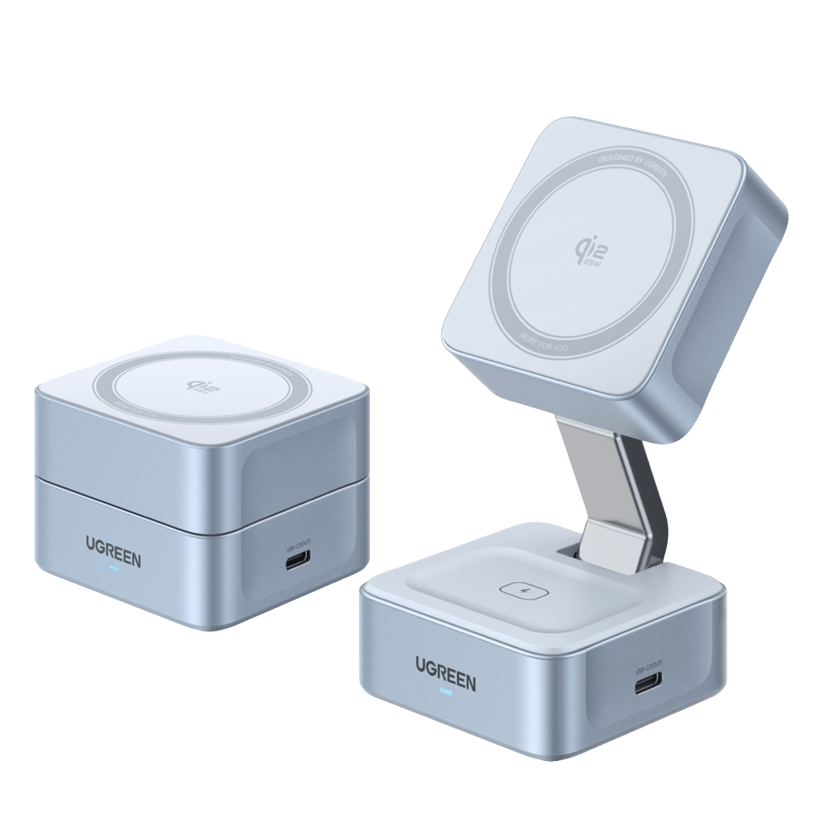 Ασύρματος Φορτιστής UGREEN MagFlow 2 σε 1 Qi2 25W Γκρι - 4