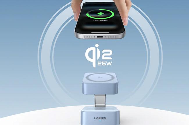 Ασύρματος Φορτιστής UGREEN MagFlow 2 σε 1 Qi2 25W