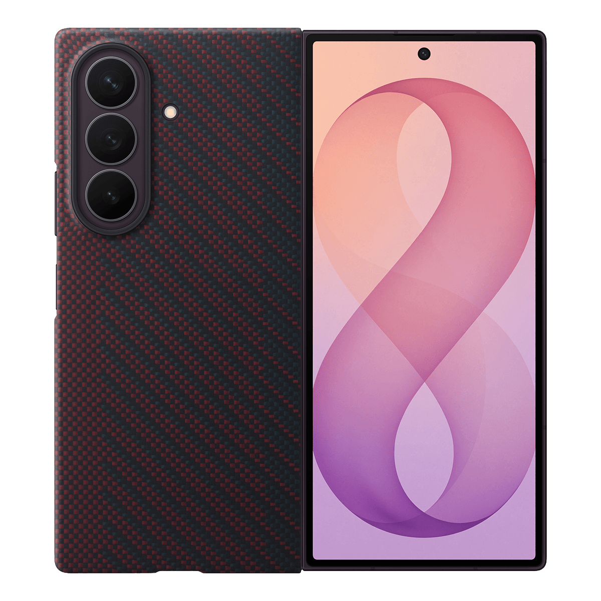 Θήκη Carbon με MagSafe + Σετ Προστασίας Οθόνης Anti Reflecting SAMSUNG Galaxy Fold 8 Ultra Red - 4