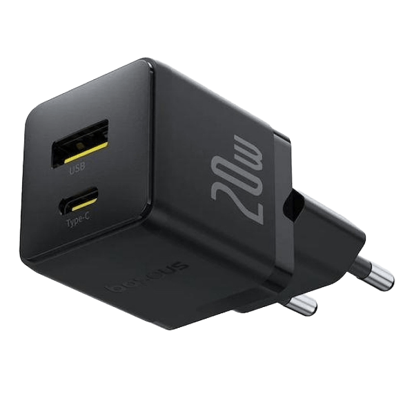 Φορτιστής Ταξιδίου BASEUS Dual Type USB-Α σε USB Type-C 20W