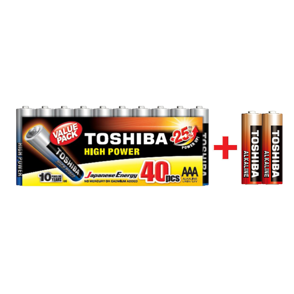 Αλκαλικές Μπαταρίες TOSHIBA LR03 AΑA (40 Τεμάχια) + Αλκαλικές Μπαταρίες TOSHIBA SHRINK LR03 AΑA (2 Τεμάχια)