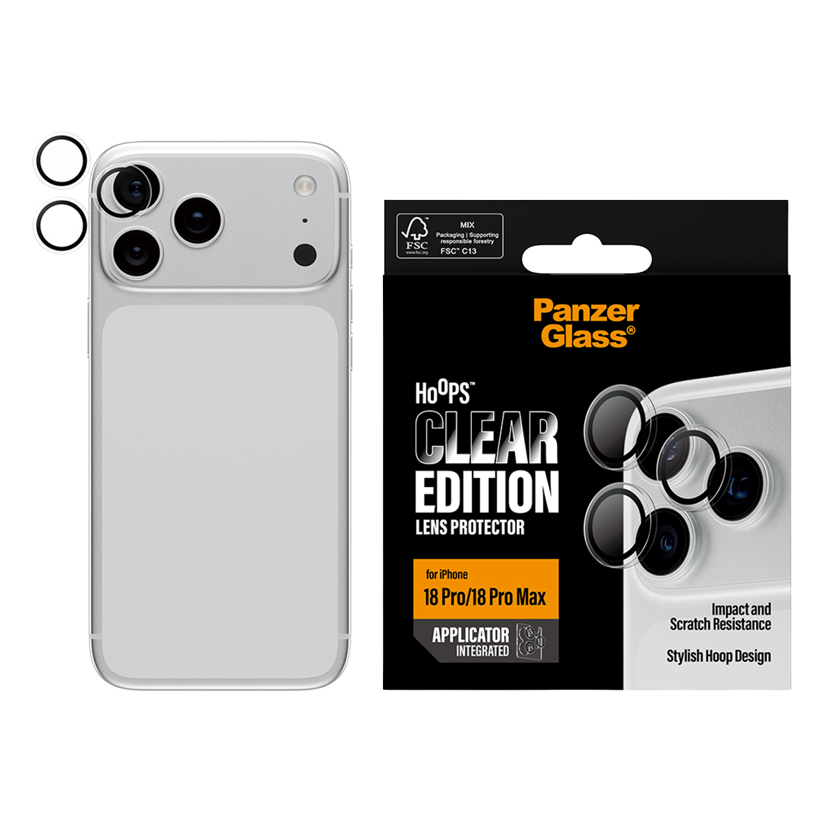 Φακοί Προστασίας Κάμερα ς με Πλαίσιο PANZERGLASS Hoops Clear Edition για iPhone 18 Pro/ 18 Pro Max