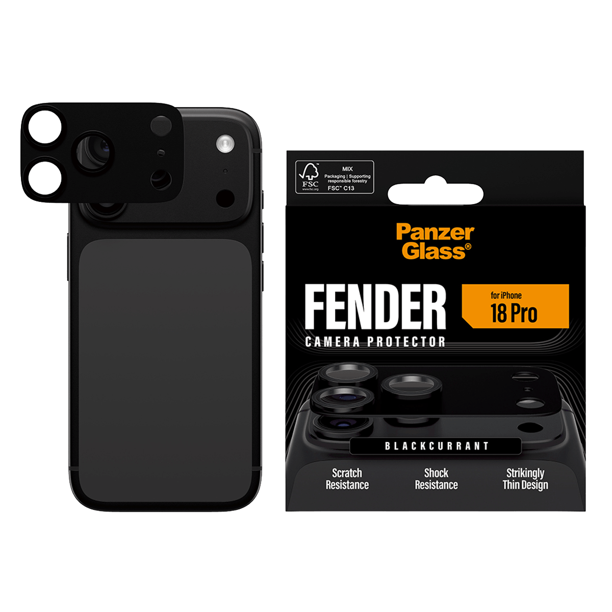 Προστατευτικό Κάμερας PANZERGLASS Fender για iPhone 18 Pro Black