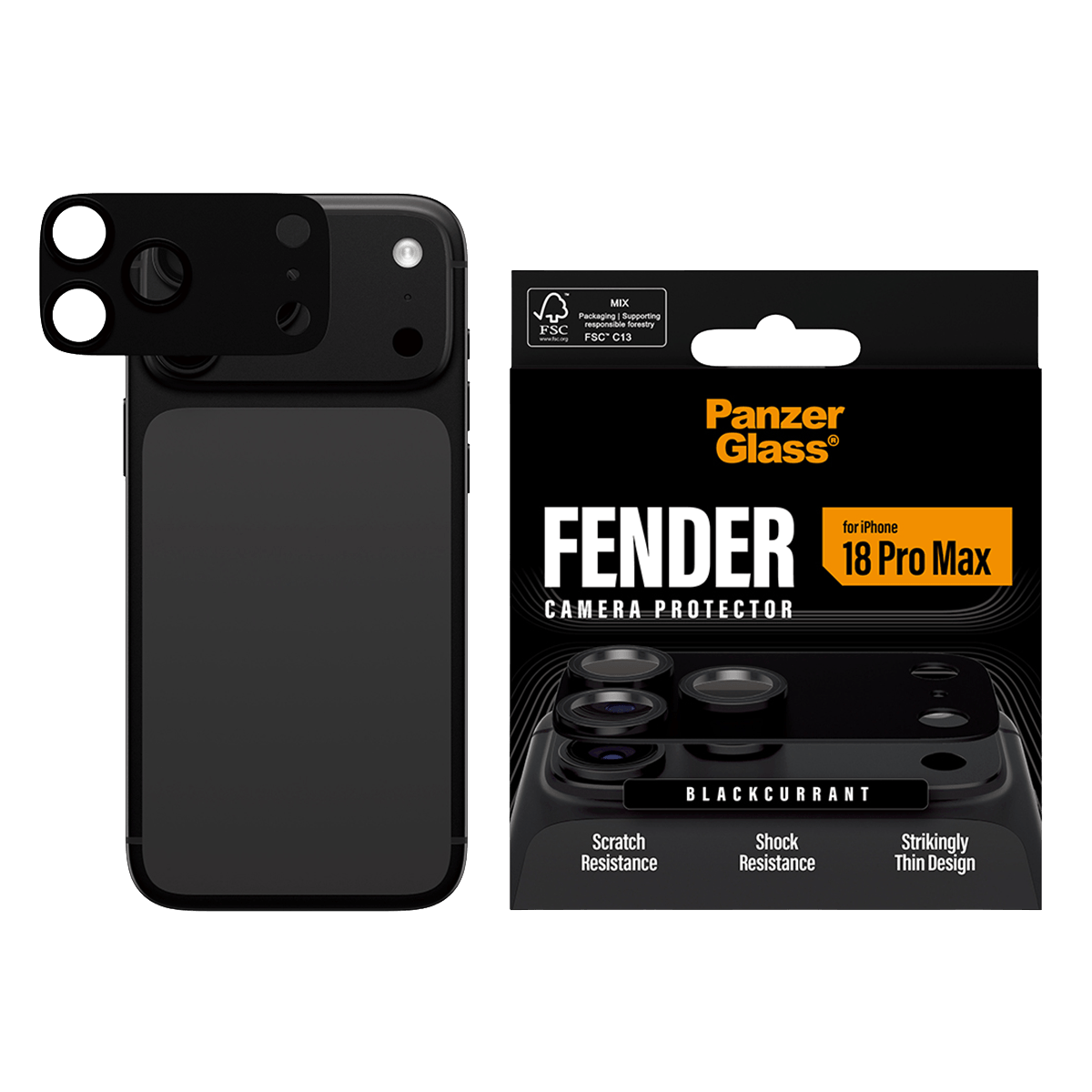 Προστατευτικό Κάμερας PANZERGLASS Fender για iPhone 18 Pro Max Black