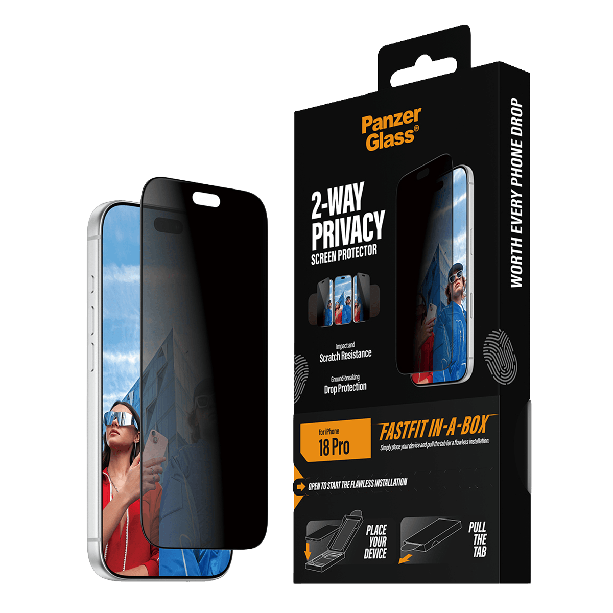 Γυαλί Προστασίας Οθόνης PANZERGLASS Ultra - Wide Fit Privacy για iPhone 18 Pro - 2