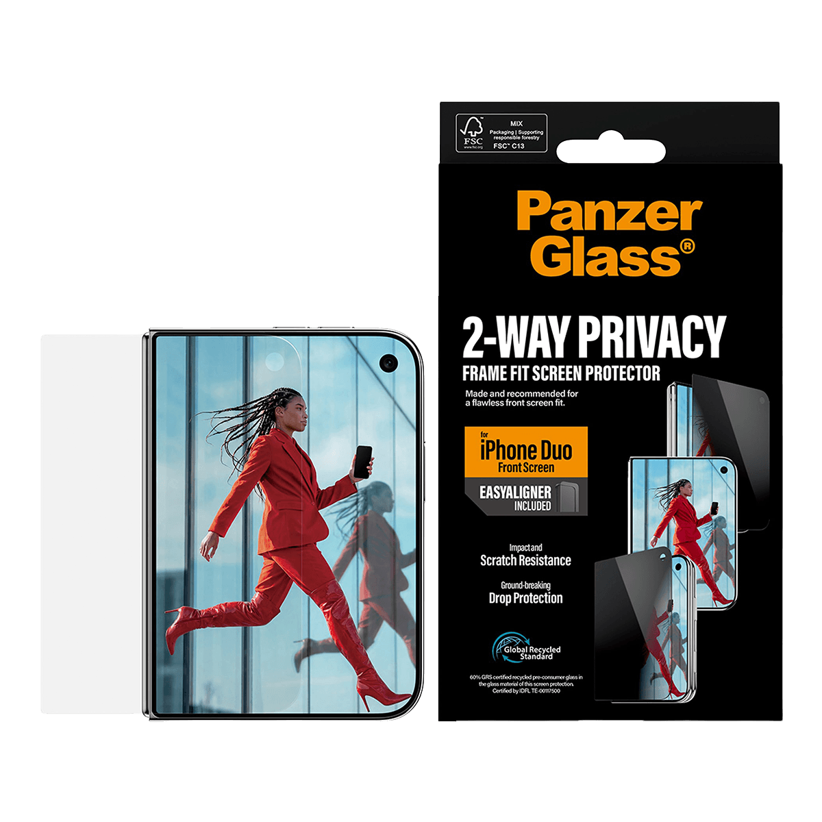 Γυαλί Προστασίας Οθόνης PANZERGLASS 2 Way Privacy Frame Fit για iPhone Duo