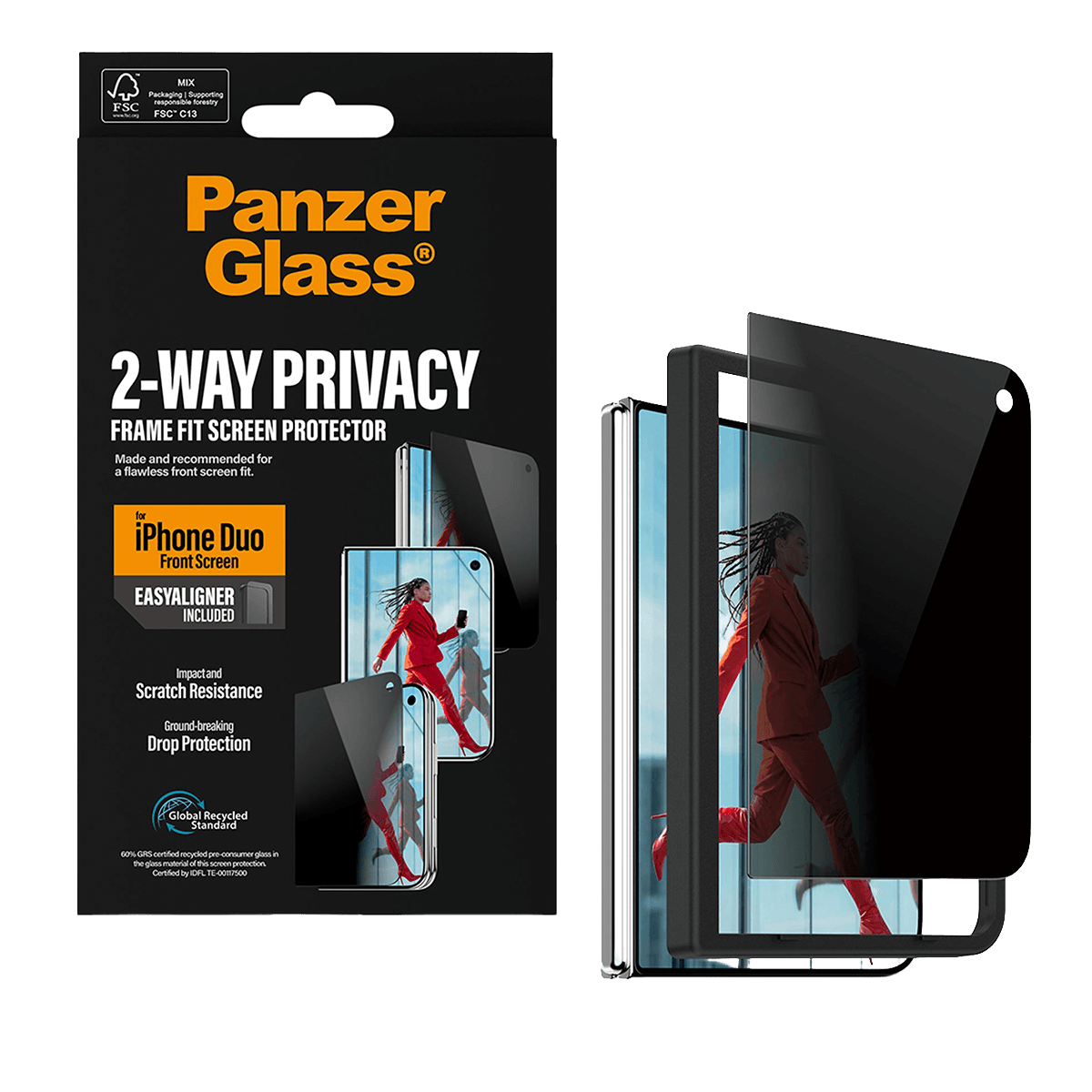 Γυαλί Προστασίας Οθόνης PANZERGLASS 2 Way Privacy Frame Fit για iPhone Duo - 3
