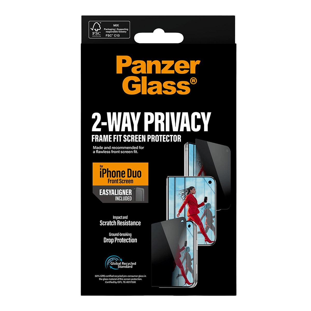 Γυαλί Προστασίας Οθόνης PANZERGLASS 2 Way Privacy Frame Fit για iPhone Duo - 5