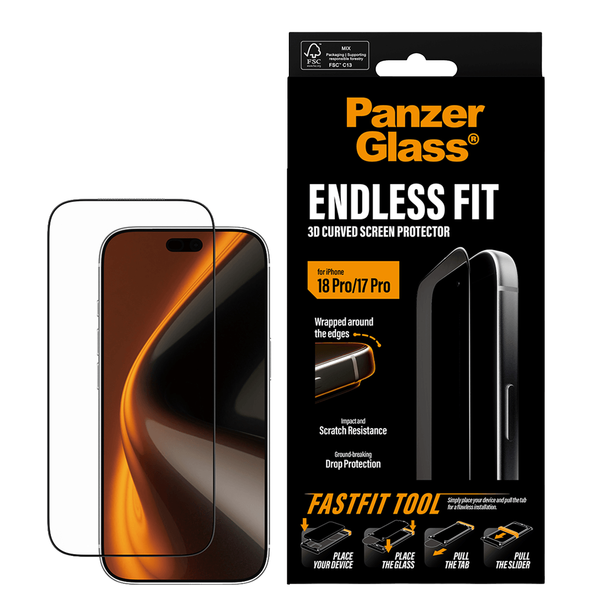 Γυαλί Προστασίας Οθόνης PANZERGLASS Endless Fit 3D Curve Screen Protector για iPhone 18 Pro/ 17 Pro