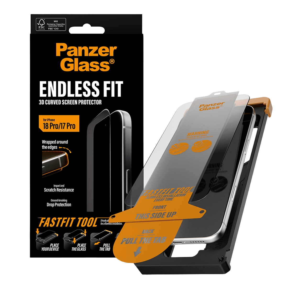 Γυαλί Προστασίας Οθόνης PANZERGLASS Endless Fit 3D Curve Screen Protector για iPhone 18 Pro/ 17 Pro - 3