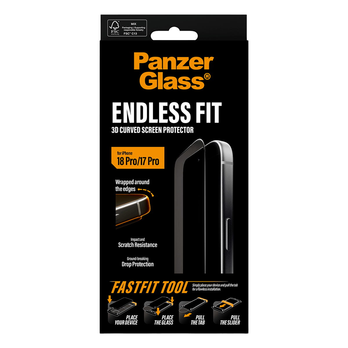 Γυαλί Προστασίας Οθόνης PANZERGLASS Endless Fit 3D Curve Screen Protector για iPhone 18 Pro/ 17 Pro - 5