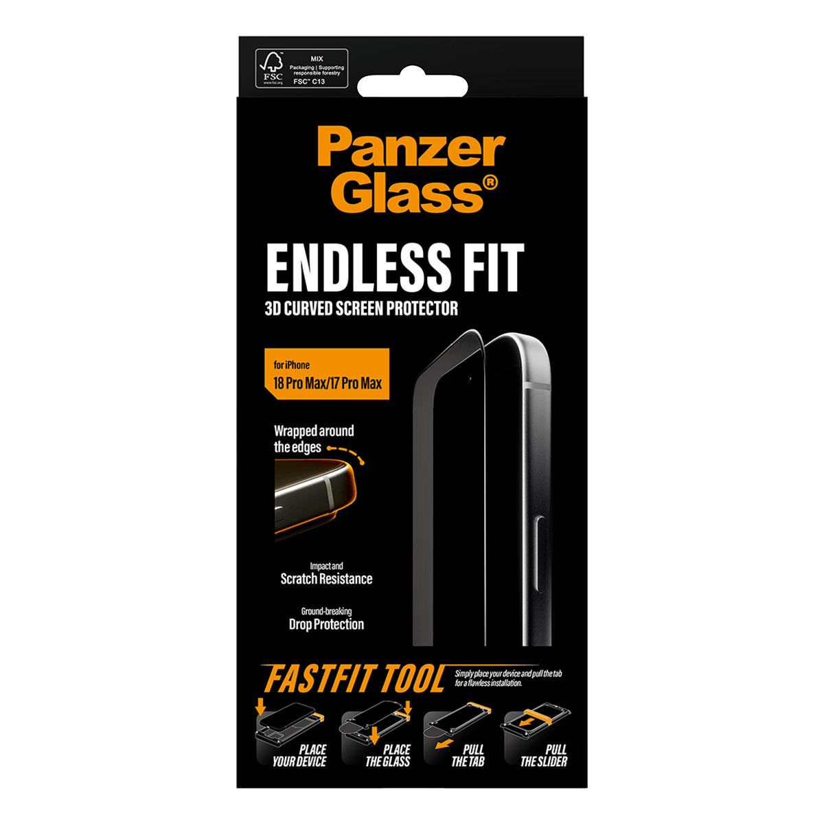 Γυαλί Προστασίας Οθόνης PANZERGLASS Endless Fit 3D Curve Screen Protector για iPhone 18 Pro Max/ 17 Pro Max - 5