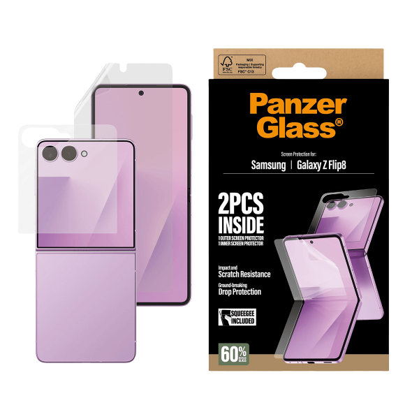 Γυαλί Προστασίας Οθόνης PANZERGLASS Classic Fit για SAMSUNG Galaxy Z Flip 8 (2 τμχ)