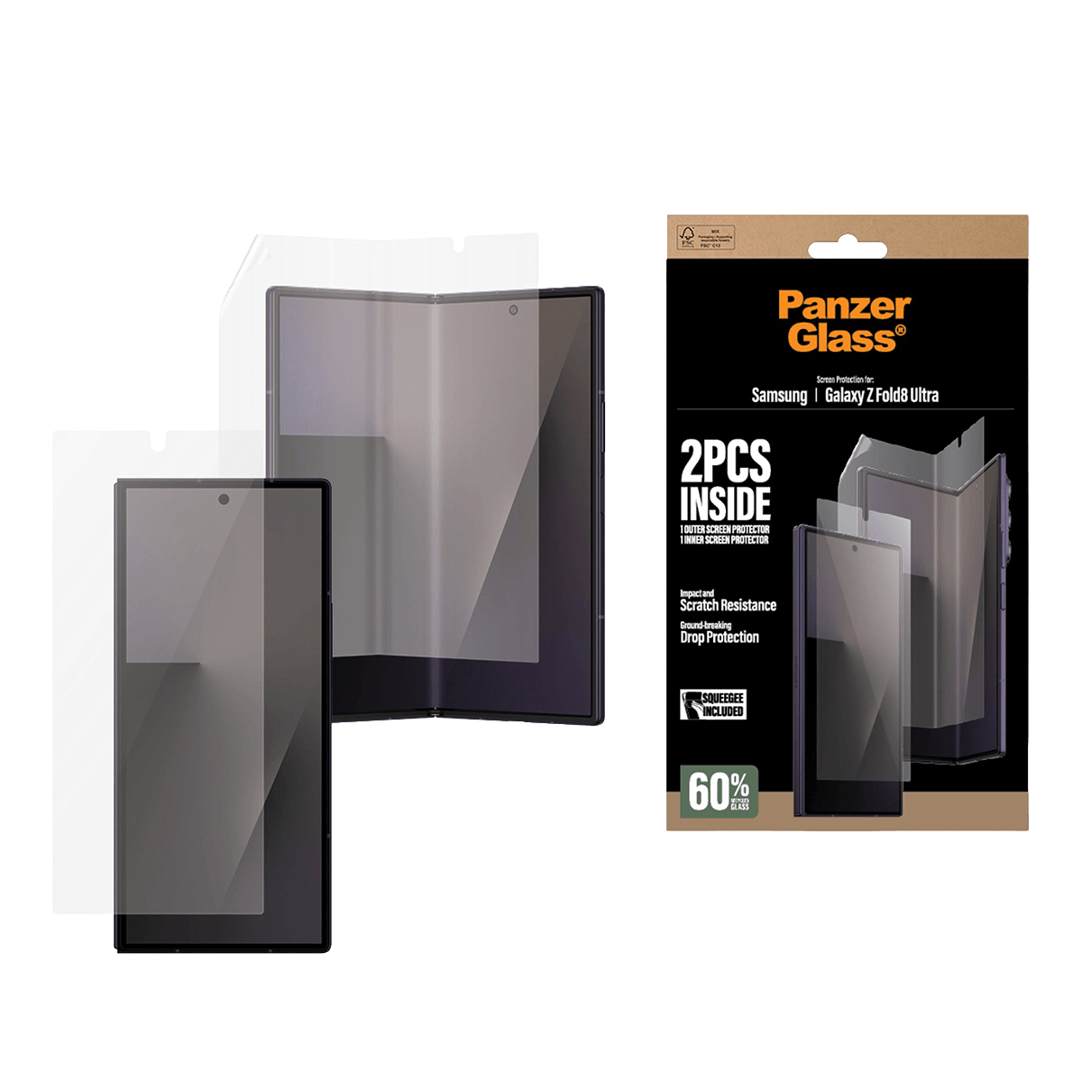 Γυαλί Προστασίας Οθόνης PANZERGLASS  Classic Fit για SAMSUNG Galaxy Z Fold 8 Ultra (2 τμχ)