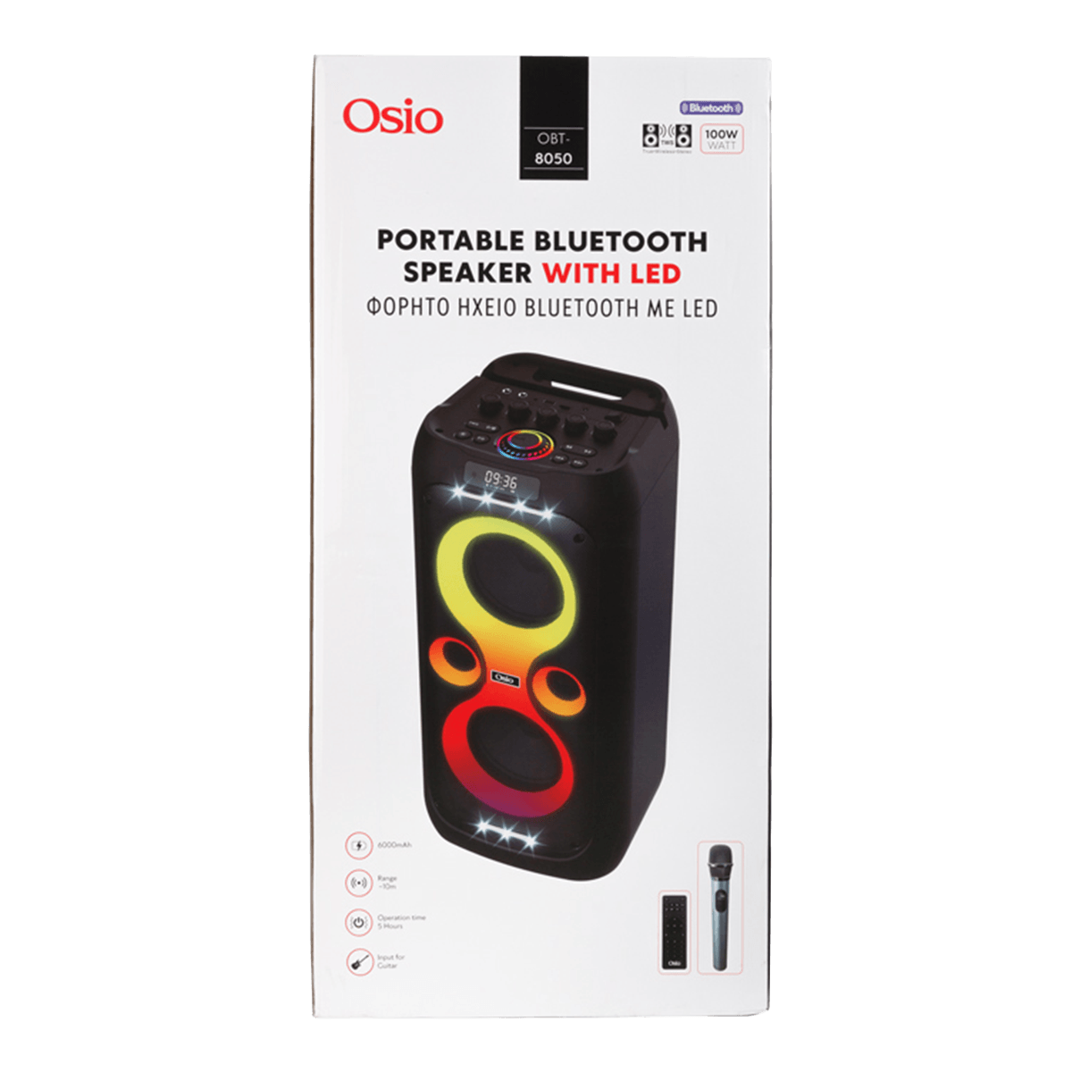 Φορητό OSIO Party Box με Bluetooth OBT-8050 Black - 6